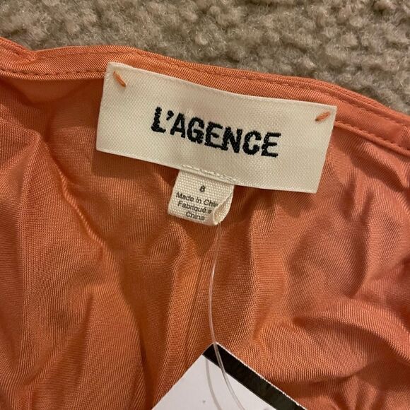 L'Agence chain-link cowl-neck silk dress in soft caramel Size 6 NWOT - Picture 4 of 12